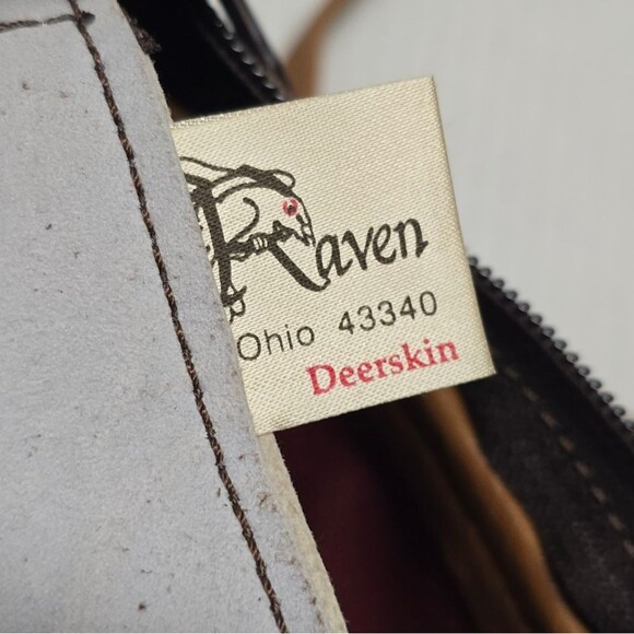 Vintage Raven Works Studio Deerskin Leather & Suede Crossbody Bag Tan & Brown - Picture 5 of 9